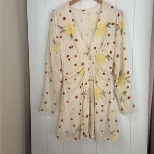 Free People Floral Mini Dress with Button Detail